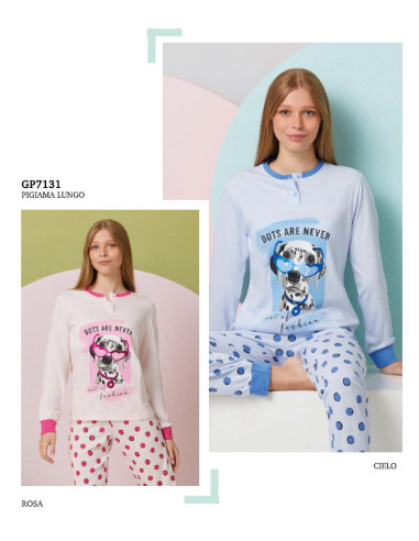 Girl's cotton jersey long pajamas Il Granchietto GP7131