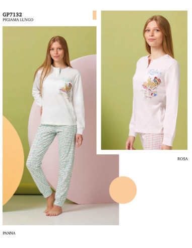 Girl's cotton jersey long pajamas Il Granchietto GP7132