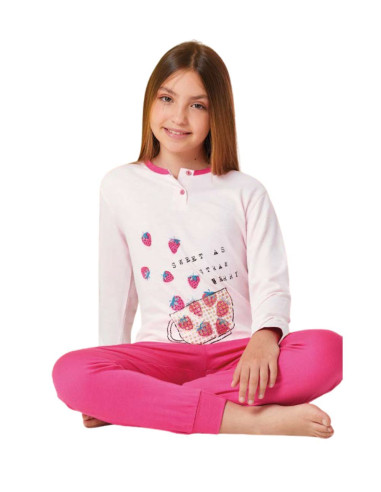 Pigiama da bambina in jersey di cotone Il Granchietto GP7127