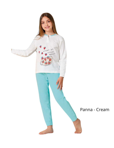 Pigiama da bambina in jersey di cotone Il Granchietto GP7127