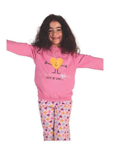 Pigiama da bambina lungo in jersey di cotone Gary 2126