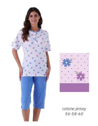 Pigiama donna CALIBRATO a manica corta e bermuda in jersey di cotone Karelpiu' KE0077