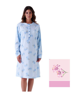 Women's long sleeves cotton jersey nightdress Karelpiu' KE004