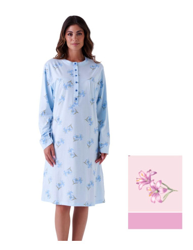 Women's long sleeves cotton jersey nightdress Karelpiu' KE004