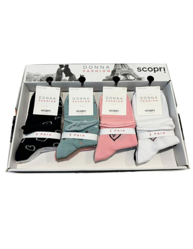 Women's loosened stretch cotton short socks Scopri Prisco Coconut