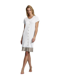 Camicia da notte APERTA a manica corta in viscosa e raso Andra 7412