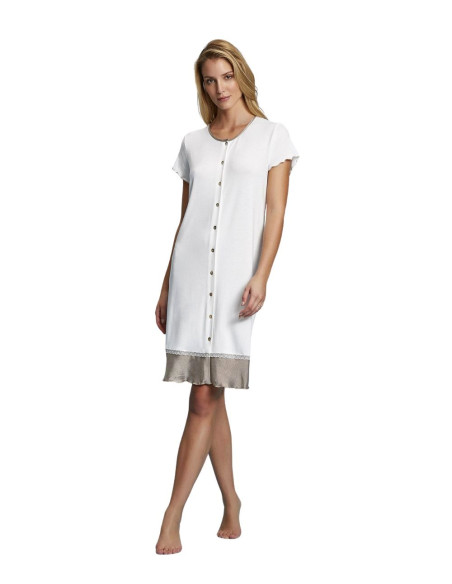 Woman opened half sleeves viscose and saten nightdress Andra 7412