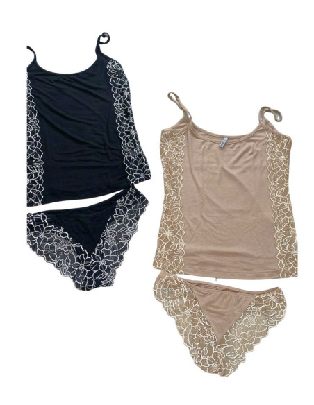 Coordinato donna in bamboo con top e slip con pizzo Magic Dream 8990