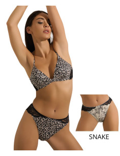 Completo donna con triangolo imbottito in bamboo, pizzo e brasiliana Pura P0846C