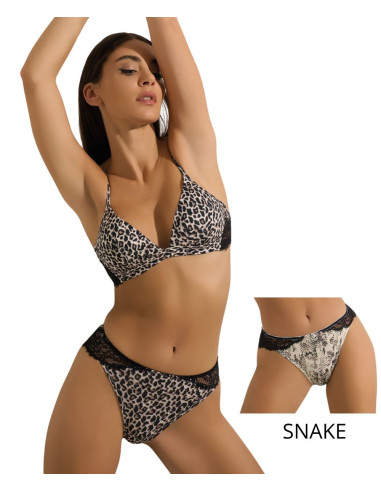 Completo donna con triangolo imbottito in bamboo, pizzo e brasiliana Pura P0846C