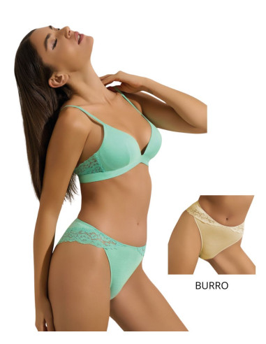 Completo donna con triangolo imbottito in bamboo e pizzo con brasiliana Pura P0843C