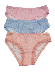 Gruppo 3 slip donna moda in cotone elasticizzato e pizzo Jadea 6593 2