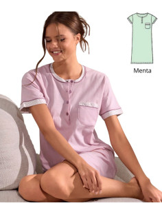 Camicia da notte donna a manica corta in jersey di cotone Infiore Tableau TBL634288
