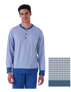 Pigiama uomo a manica lunga in jersey di cotone Karelpiu' KE0217