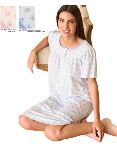 Woman's half sleeves cotton jersey nightdress Linclalor 75387