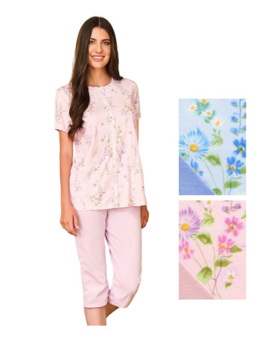Pigiama donna corto con pinocchietto in jersey di cotone Linclalor 75385