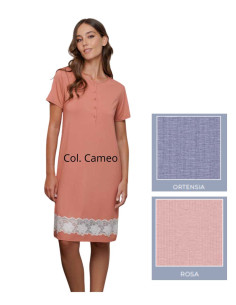 Woman half sleeves viscose and lace nightdress Andra 9974