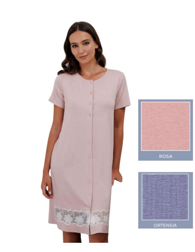 Woman half sleeves viscose and lace opened nightdress Andra 9971