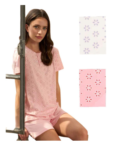 Pigiama donna a manica corta in jersey di cotone Linclalor 75434