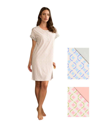 Woman half sleeves cotton jersey nightdress Linclalor 75444