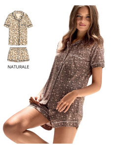 Women's cotton jersey half sleeves opened pajamas Infiore Sauvage SVG654192