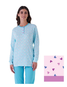 Pigiama donna a serafino in jersey di cotone Karelpiu' KE0080