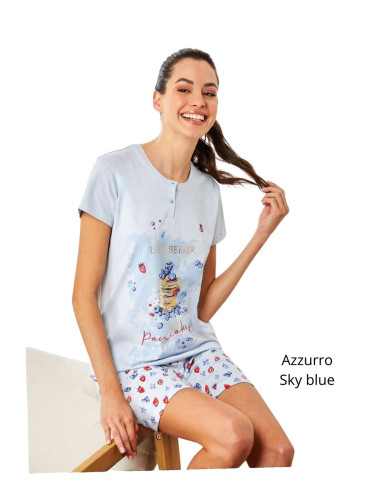 Women's half sleeves cotton jersey pajamas Il Granchio Lady GP5131