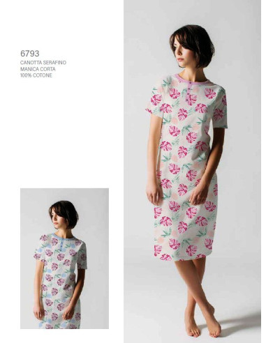 Camicia da notte donna a manica corta in jersey di cotone Cippi Smarty 6793