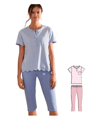 Pigiama donna a manica corta in jersey di cotone Infiore Dotlove DTL654232