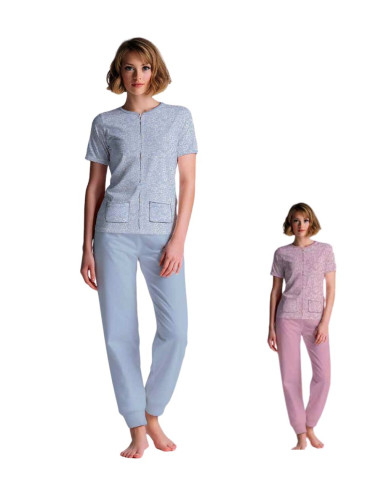 Women's half sleeves opened cotton jersey pajamas Cippi 4765