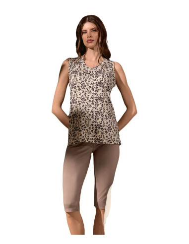 Woman wide shoulder patterned viscose jersey pajamas Lormar Feline FEL654075