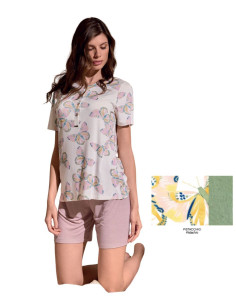 Pigiama donna a manica corta in viscosa stampata Lormar Free FRE654079