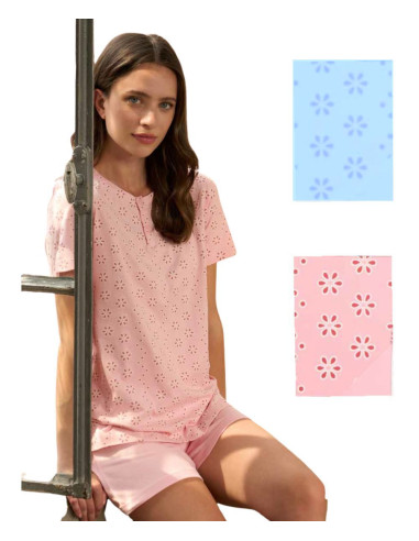 Pigiama donna a manica corta in jersey di cotone Linclalor 75434
