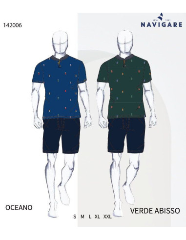 Men's cotton jersey short pajamas Navigare 142006