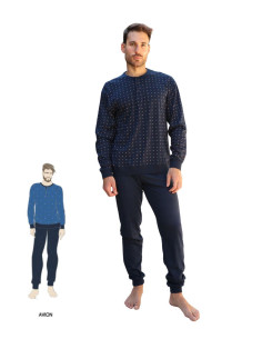 Pigiama uomo lungo in jersey di cotone Nottingham NPA552