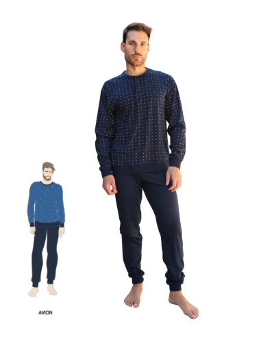 Men's long sleeves cotton jersey pajamas Nottingham NPA552