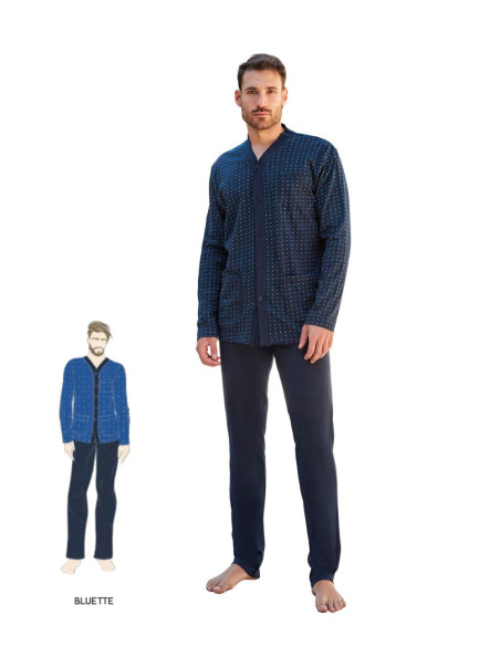 Pigiama uomo aperto in jersey di cotone Nottingham NPA560
