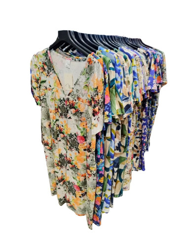 Woman half sleeves cotton jersey dress Flora V138