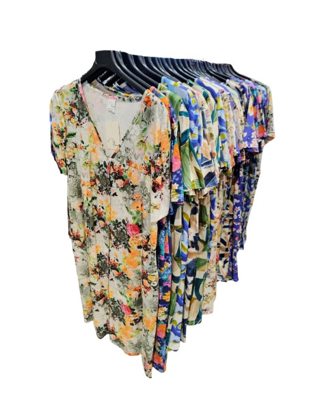 Vestaglietta abito donna in jersey di cotone a manica corta Flora V138