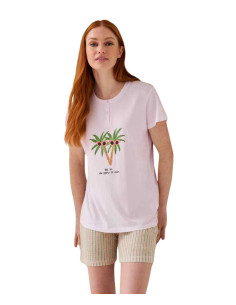 Pigiama donna corto in jersey di cotone Enrico Coveri EP5325
