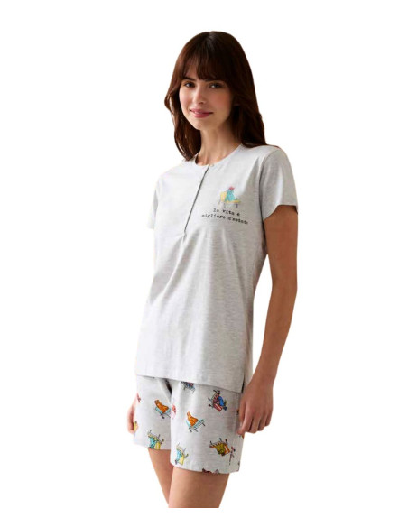 Pigiama donna a manica corta in jersey di cotone Enrico Coveri EP5365