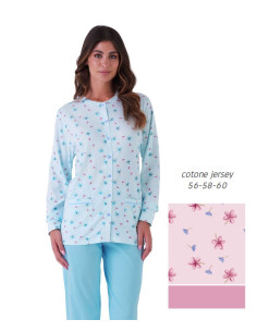 Pigiama donna CALIBRATO aperto in jersey di cotone Karelpiu' KE0053