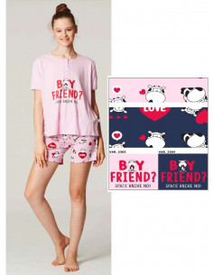 Pigiama donna manica corta in cotone Crazy Farm 15691