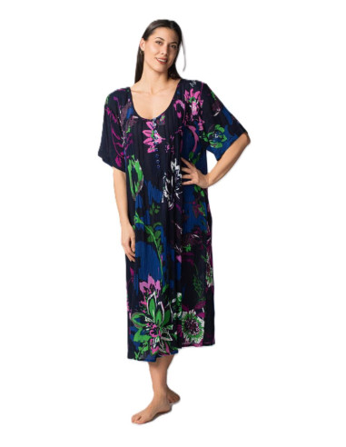 Abito donna a manica corta in viscosa crepe fantasia Marila KF702