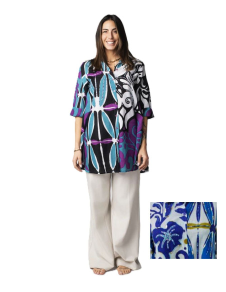Camicione donna in cotone con manica 3/4 Marila ON-101