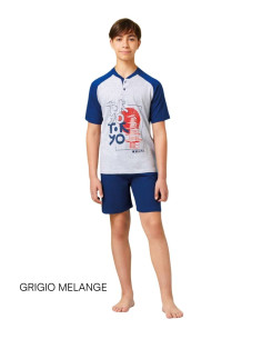 Pigiama corto da ragazzo in jersey di cotone Il Granchietto GP4157 2