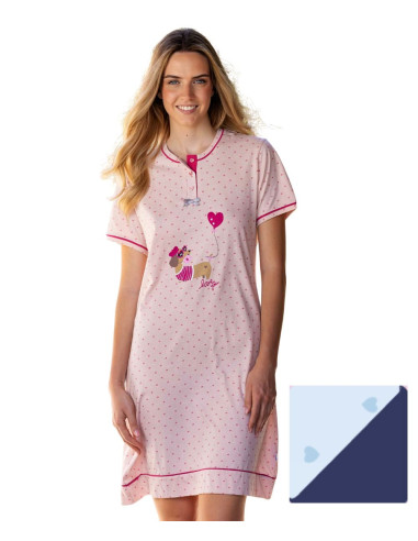 Camicia da notte donna a manica corta in cotone Irge MIC2622