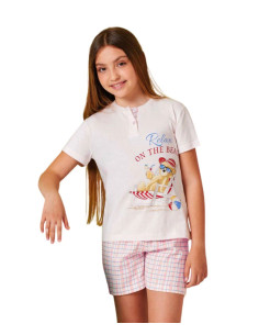 Girl's cotton jersey short pajamas Il Granchietto GP7129