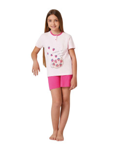 Pigiama corto da bambina in jersey di cotone Il Granchietto GP7130