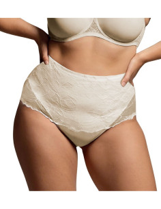 High-waisted microfiber and lace control briefs Lormar Unica Dea